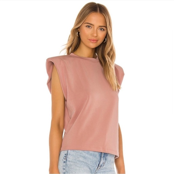 PARENTEZI Tops - REVOLVE Parentezi Scuba Muscle Shoulder Pad Top in Mauve Size M
